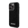 Karl Lagerfeld dėklas, skirtas iPhone 15 Pro 6,1 KLHCP15LHDSPLK juodos spalvos kietas dėklas , skirtas Rhinestone Logo Metal Plate