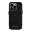 Karl Lagerfeld dėklas, skirtas iPhone 15 Pro 6,1 KLHCP15LHDSPLK juodos spalvos kietas dėklas , skirtas Rhinestone Logo Metal Plate