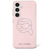 Karl Lagerfeld Rhinestones K. Head Logo Samsung Galaxy S25 dėklas telefonui rožinės spalvos