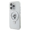 Karl Lagerfeld dėklas, skirtas iPhone 15 Pro 6,1 KLHMP15LHMRSKCH baltos spalvos HC MAGSAFE RINGSTAND KC