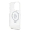 Karl Lagerfeld dėklas, skirtas iPhone 15 Pro 6,1 KLHMP15LHMRSKCH baltos spalvos HC MAGSAFE RINGSTAND KC