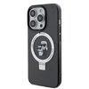 Apple iPhone 15 Pro Max Karl Lagerfeld dėklas Ring Stand Karl&Choupettte MagSafe (KLHMP15XHMRSKCK) juodos spalvos