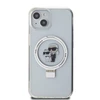 Karl Lagerfeld Ringstand Karl and Choupette MagSafe dėklas telefonui Apple iPhone 15 baltos spalvos