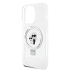 Karl Lagerfeld dėklas, skirtas iPhone 15 Pro 6,1 KLHMP15LHMRSKCH baltos spalvos HC MAGSAFE RINGSTAND KC