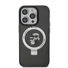 Apple iPhone 15 Pro Karl Lagerfeld dėklas Ring Stand Karl&amp;Choupettte MagSafe (Klhmp15lhmrskck) juodos spalvos