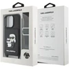 Karl Lagerfeld Saffiano kryžminė rankena Karl and Choupette dėklas iPhone 16 Pro juodas