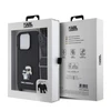 Karl Lagerfeld Saffiano Crossbody Strap Metal Karl and Choupette dėklas telefonui Apple iPhone 15 Pro juodos spalvos