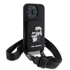 Karl Lagerfeld Saffiano Crossbody Strap Karl and Choupette Apple iPhone 16 Pro dėklas telefonui juodos spalvos