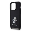 Karl Lagerfeld Saffiano Crossbody Strap Metal Karl and Choupette dėklas telefonui Apple iPhone 15 Pro juodos spalvos