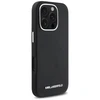 Karl Lagerfeld Saffiano Full Wrapped Elongated Metal Logo MagSafe Apple iPhone 16 Pro Max dėklas telefonui juodos spalvos
