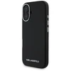 Karl Lagerfeld Saffiano Full Wrapped Elongated Metal Logo MagSafe Apple iPhone 16 dėklas telefonui juodos spalvos