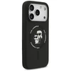 Dėklas Karl Lagerfeld Silicone Karl&Choupette Ring MagSafe skirtas Apple iPhone 17 Pro Max juodos spalvos