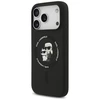Dėklas Karl Lagerfeld Silicone Karl&Choupette Ring MagSafe skirtas Apple iPhone 17 Pro Max juodos spalvos