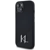 Karl Lagerfeld dėklas skirtas Apple iPhone 15 compatible with MagSafe KLHMP15SSCMKMPCK (Silicone Initial Metal Logo) juodos spalvos