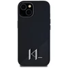 Karl Lagerfeld dėklas skirtas Apple iPhone 15 compatible with MagSafe KLHMP15SSCMKMPCK (Silicone Initial Metal Logo) juodos spalvos