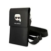 Karl Lagerfeld metalinis Karl Head piniginės formos telefono dėklas - dėklas išmaniajam telefonui ir priedams (juodos spalvos)