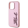 Karl Lagerfeld Wrinkled PU Signature Logo dėklas telefonui Apple iPhone 15 Pro rožinės spalvos