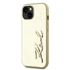 Karl Lagerfeld Wrinkled PU Signature Logo dėklas telefonui Apple iPhone 15 aukso spalvos