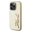 Karl Lagerfeld Wrinkled PU Signature Logo dėklas telefonui Apple iPhone 15 Pro aukso spalvos