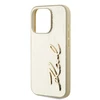 Karl Lagerfeld Wrinkled PU Signature Logo dėklas telefonui Apple iPhone 15 Pro Max aukso spalvos