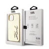 Karl Lagerfeld Wrinkled PU Signature Logo dėklas telefonui Apple iPhone 15 aukso spalvos