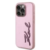 Karl Lagerfeld Wrinkled PU Signature Logo dėklas telefonui Apple iPhone 15 Pro rožinės spalvos