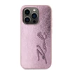 Karl Lagerfeld Wrinkled PU Signature Logo dėklas telefonui Apple iPhone 15 Pro Max rožinės spalvos