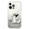 Apple iPhone 13 Pro Max Karl Lagerfeld dėklas Liquid Glitter Choupette Fun (KLHCP13XGCFS) sidabrinės spalvos