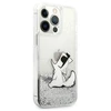 Apple iPhone 13 Pro Max Karl Lagerfeld dėklas Liquid Glitter Choupette Fun (KLHCP13XGCFS) sidabrinės spalvos