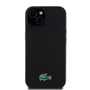 Lacoste Liquid Silicone Microfiber Croc Logo MagSafe dėklas skirtas Apple iPhone 15 juodos spalvos