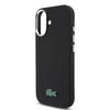 Lacoste PVC Iconic Petit Pique Metal Logo MagSafe dėklas skirtas Apple iPhone 16 juodos spalvos