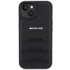 Mercedes Benz Apple iPhone 15 Plus Mercedes AMG dėklas odinis Debossed Lines (AMHCP15MGSEBK) juodos spalvos