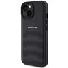 Mercedes Benz Apple iPhone 15 Plus Mercedes AMG dėklas odinis Debossed Lines (AMHCP15MGSEBK) juodos spalvos