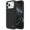 Original dėklas MERCEDES Leather Large Laurel Leave MagSafe skirtas Apple iPhone 17 Pro Max juodos spalvos