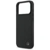 Original dėklas MERCEDES Leather Large Laurel Leave MagSafe skirtas Apple iPhone 17 Pro Max juodos spalvos