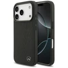 Original dėklas MERCEDES Leather Large Laurel Leave MagSafe skirtas Apple iPhone 17 Pro juodos spalvos