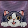 NIMMY dėklas BIG EYED LYING CREAM CAT, suderinamas su MagSafe, skirta IPHONE 18 Pro/17 Pro, purpurinė