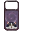 NIMMY dėklas BIG EYED LYING CREAM CAT, suderinamas su MagSafe, skirta IPHONE 18 Pro/17 Pro, purpurinė