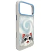 NIMMY dėklas BIG EYED LYING Sidabrinis SHADED CAT suderinamas su MagSafe, skirtas IPHONE 18 Pro Max/17 Pro Max, pilkas