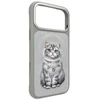 NIMMY dėklas LUCKY FASHION CAT, suderinamas su MagSafe, skirtas IPHONE 18 Pro/17 Pro, pilkas
