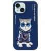 NIMMY dėklas GLASSES COOL CAT IPHONE 15 mėlynas
