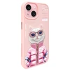 Nimmy Apple iPhone 15 6.1" dėklas telefonui rožinės spalvos Cool&amp;Cute 2.0 Cat