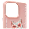 Nimmy dėklas Apple iPhone 15 Pro Max 6.7" rožinės spalvos Glasses Cool Cat