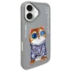 Nimmy Apple iPhone 16 6.1" dėklas telefonui pilkos spalvos Glasses Cool Cat