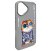 Nimmy Apple iPhone 16 6.1" dėklas telefonui pilkos spalvos Glasses Cool Cat