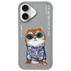 Nimmy Apple iPhone 16 6.1" dėklas telefonui pilkos spalvos Glasses Cool Cat