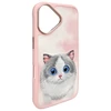 Nimmy Apple iPhone 16 6.1 dėklas telefonui rožinės spalvos Big Eyed Pet 2.0 Cat