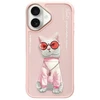 Nimmy Apple iPhone 16 6.1" dėklas telefonui rožinės spalvos Glasses Cool Cat