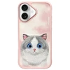 Nimmy Apple iPhone 16 6.1 dėklas telefonui rožinės spalvos Big Eyed Pet 2.0 Cat