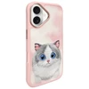 Nimmy Apple iPhone 16 6.1 dėklas telefonui rožinės spalvos Big Eyed Pet 2.0 Cat